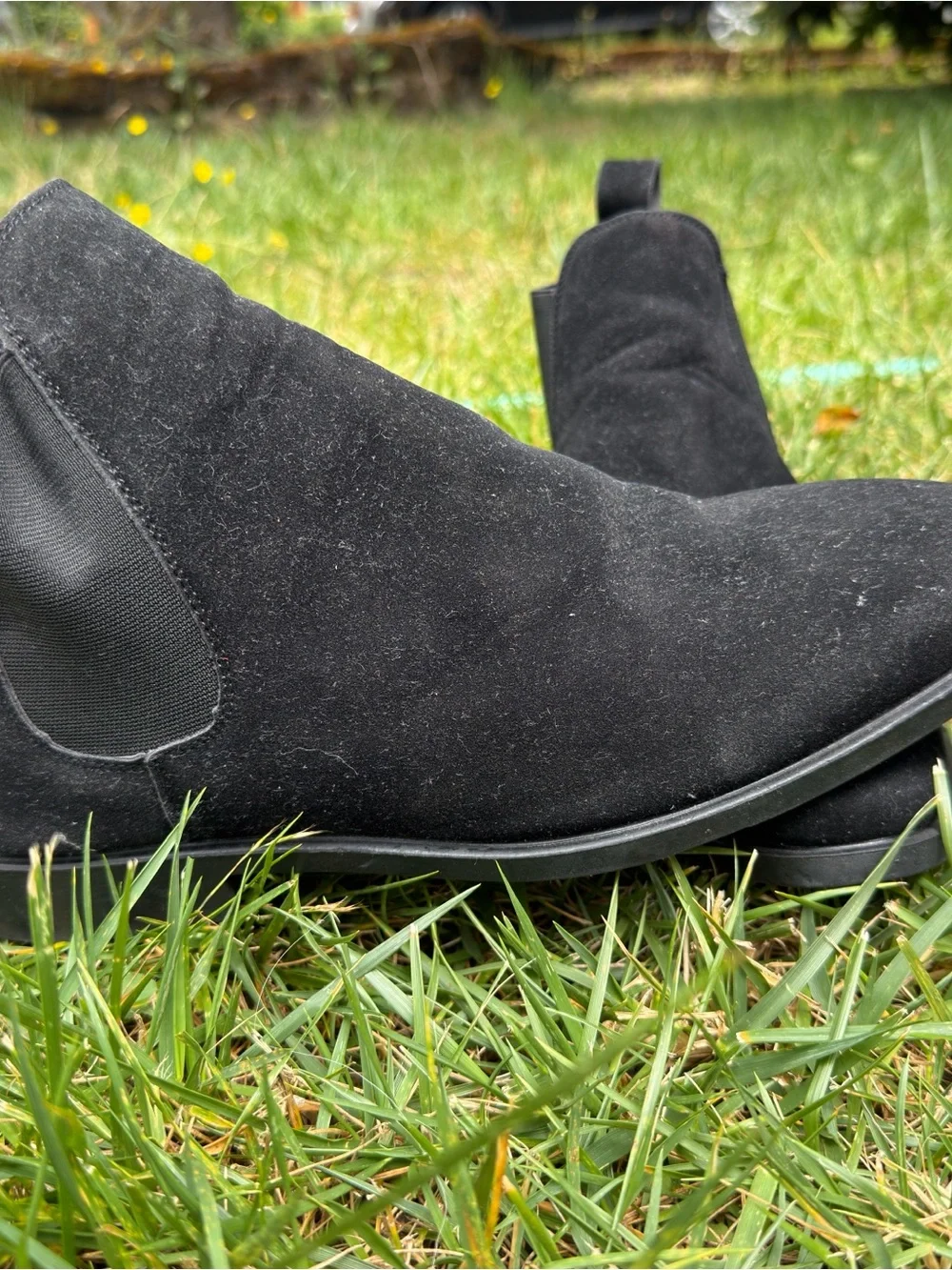 Men's Black Suede Chelsea Boots - Classic Slip-On Style